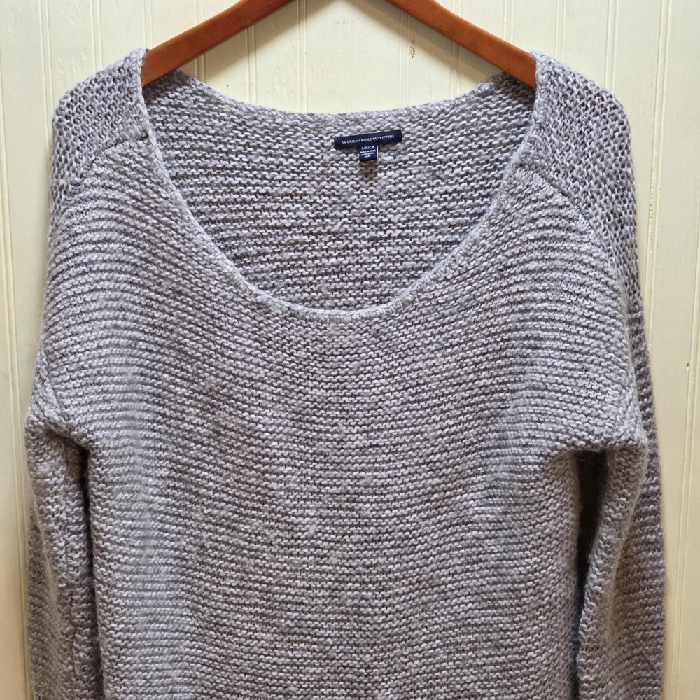 American Eagle Outfitters Sweater Womens Small Gray Scoop Neck Chunky Knit